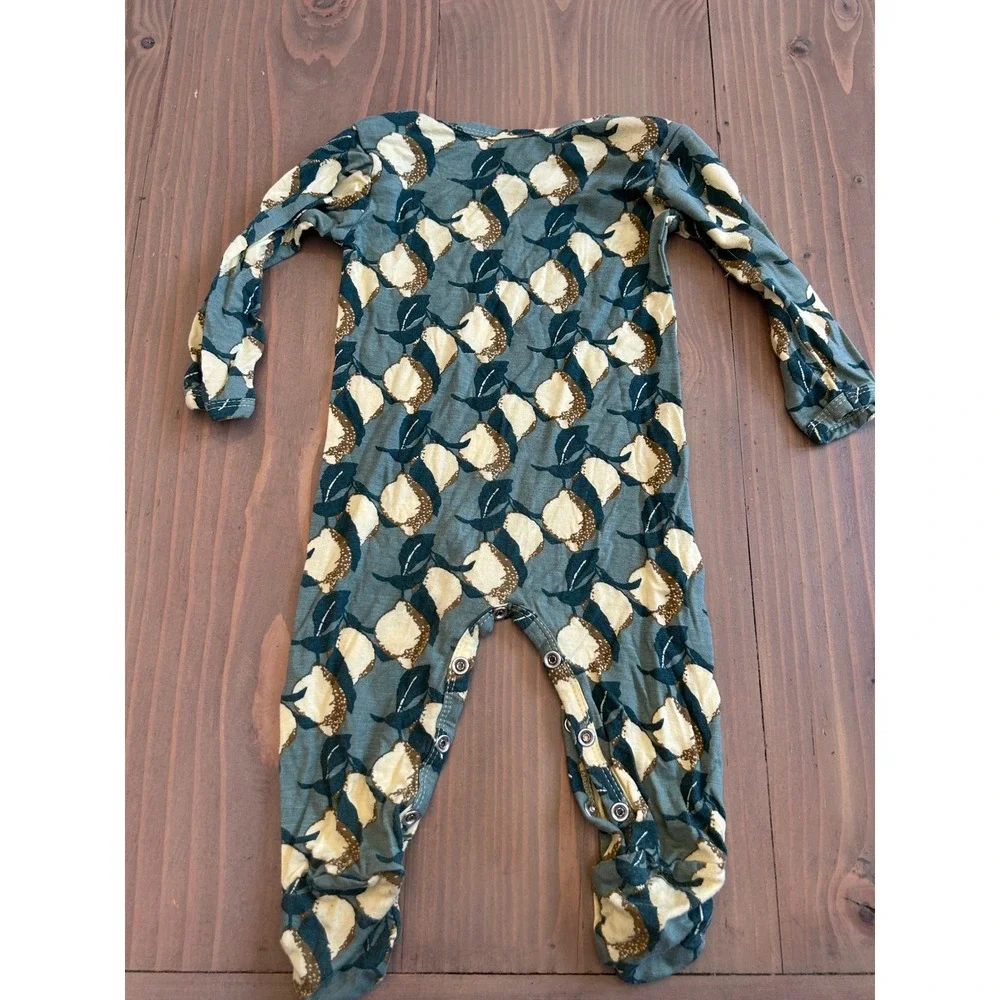 K19 Kate Quinn Bamboo Viscose Footed Sleeper Lemon Print Teal 3-6 Months Romper